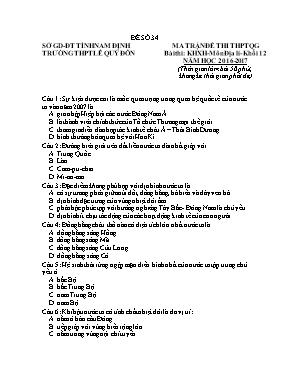 Đề thi THPT quốc gia Địa lí lớp 12 - Đề số 34 - Năm học 2016-2017 - Trường THPT Lê Quý Đôn